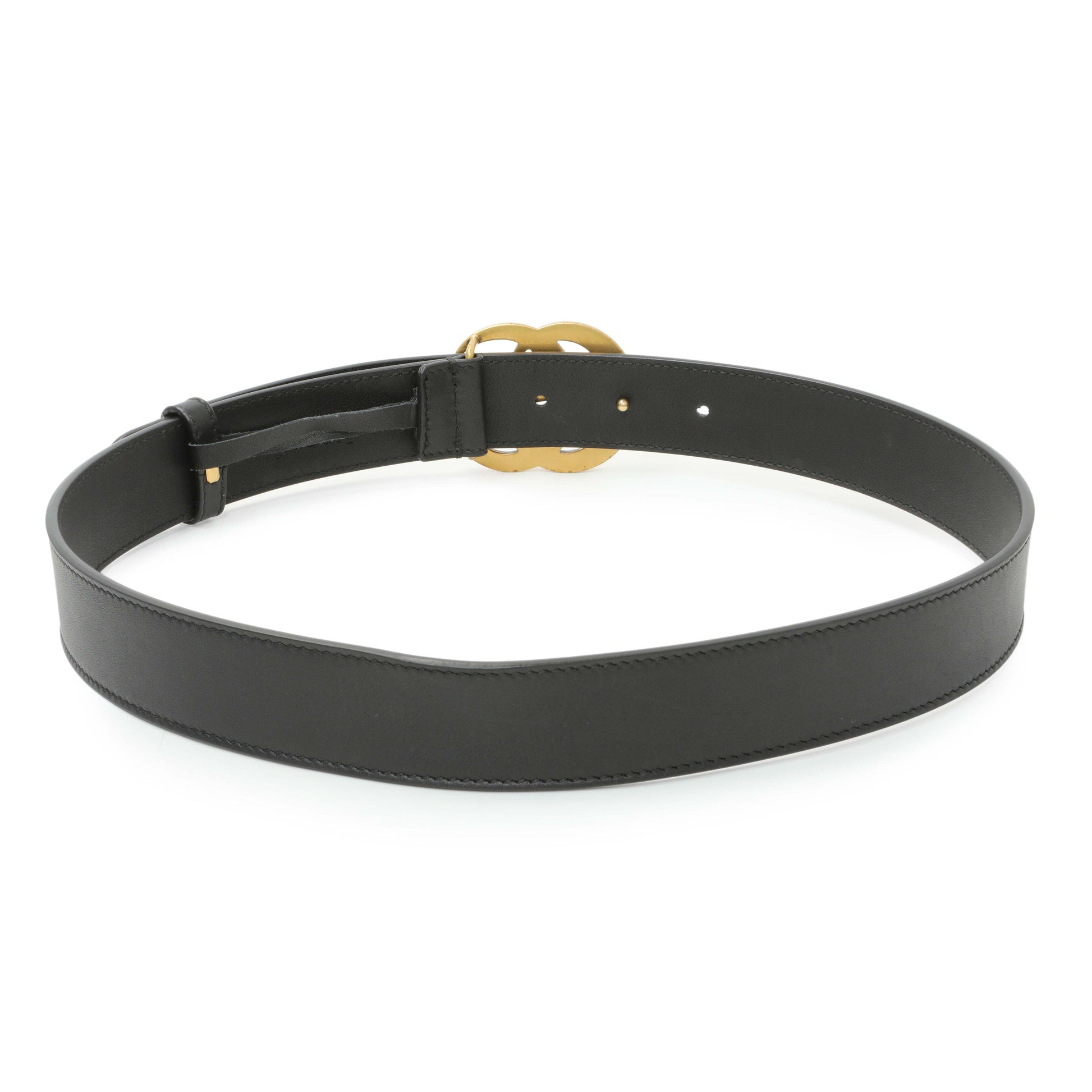 Exclusive Gucci Black Calfskin Double G 30mm Belt — Side View