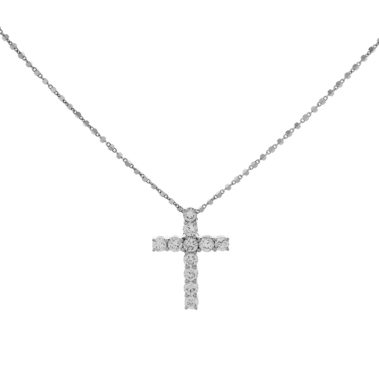 Exclusive 18K White Gold 1.10 Carat Cross Pendant — Front View