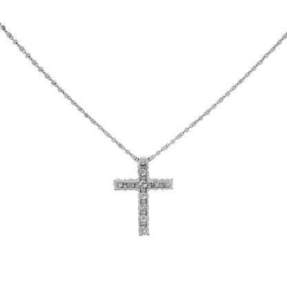 Exclusive 18K White Gold 1.10 Carat Cross Pendant — Side View