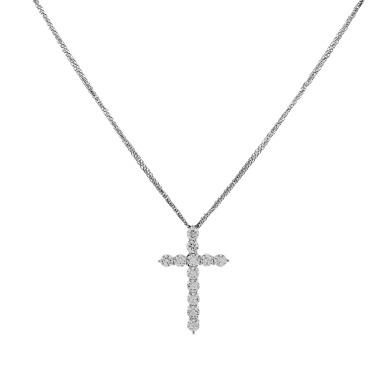 Exclusive 18K White Gold 1.80 Carat Diamond Cross Pendant — Front View