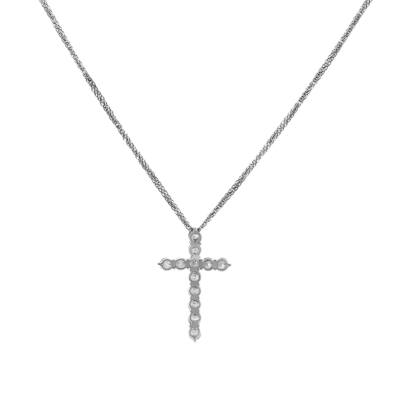 Exclusive 18K White Gold 1.80 Carat Diamond Cross Pendant — Side View