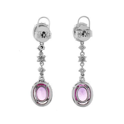 Exclusive 18K White Gold 4.42 Carat Fancy Pink Sapphire Earrings — Side View