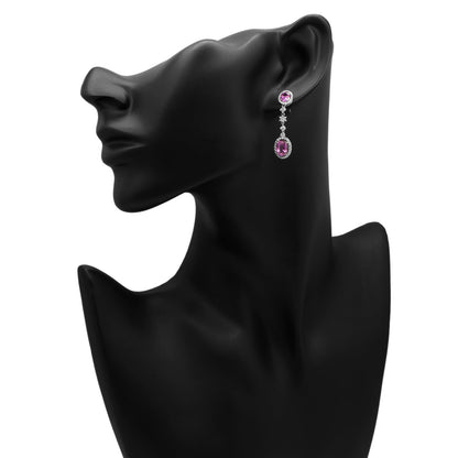 Exclusive 18K White Gold 4.42 Carat Fancy Pink Sapphire Earrings — Back View