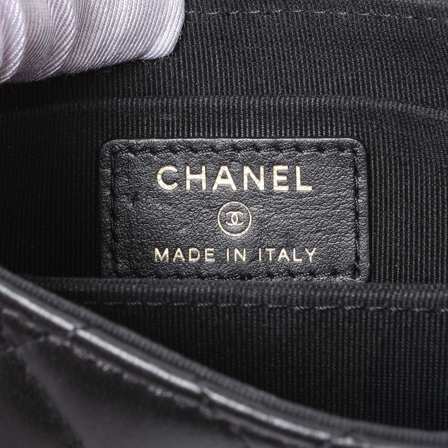 Exclusive Chanel Black Lambskin Quilted Mini Acccordion Clutch With Chain — Lifestyle View
