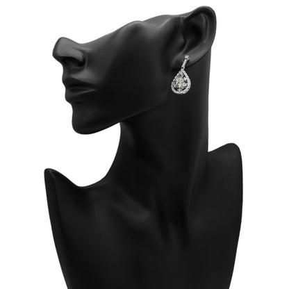Exclusive 18K White Gold 3.48 Carat Pear Drop Earrings — Back View
