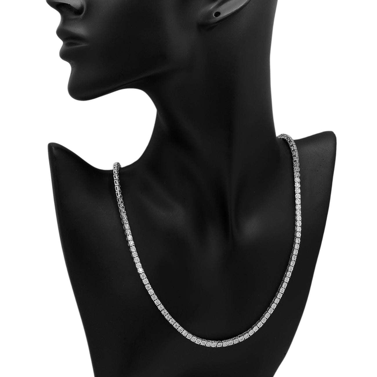 Exclusive 10K White Gold 5.80 Carat Riviere Necklace — Back View