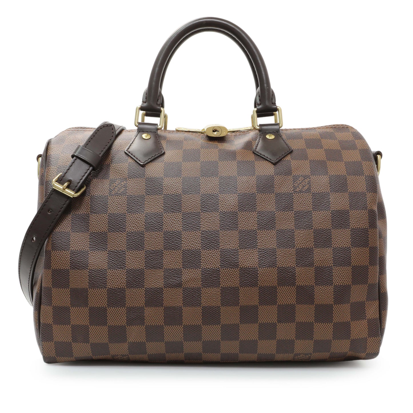 Exclusive Louis Vuitton Damier Ebene Speedy Bandouliere 30 — Front View