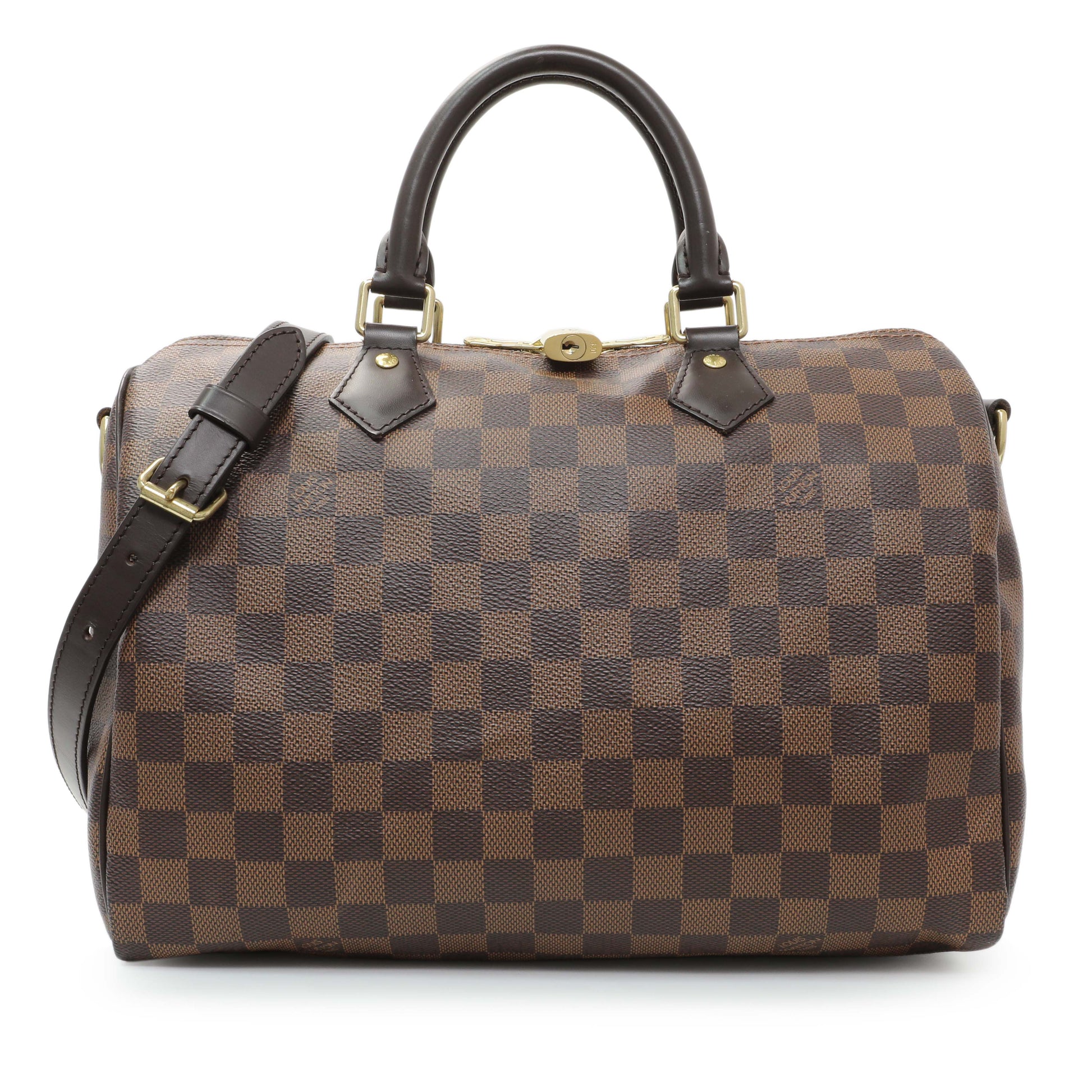 Exclusive Louis Vuitton Damier Ebene Speedy Bandouliere 30 — Front View