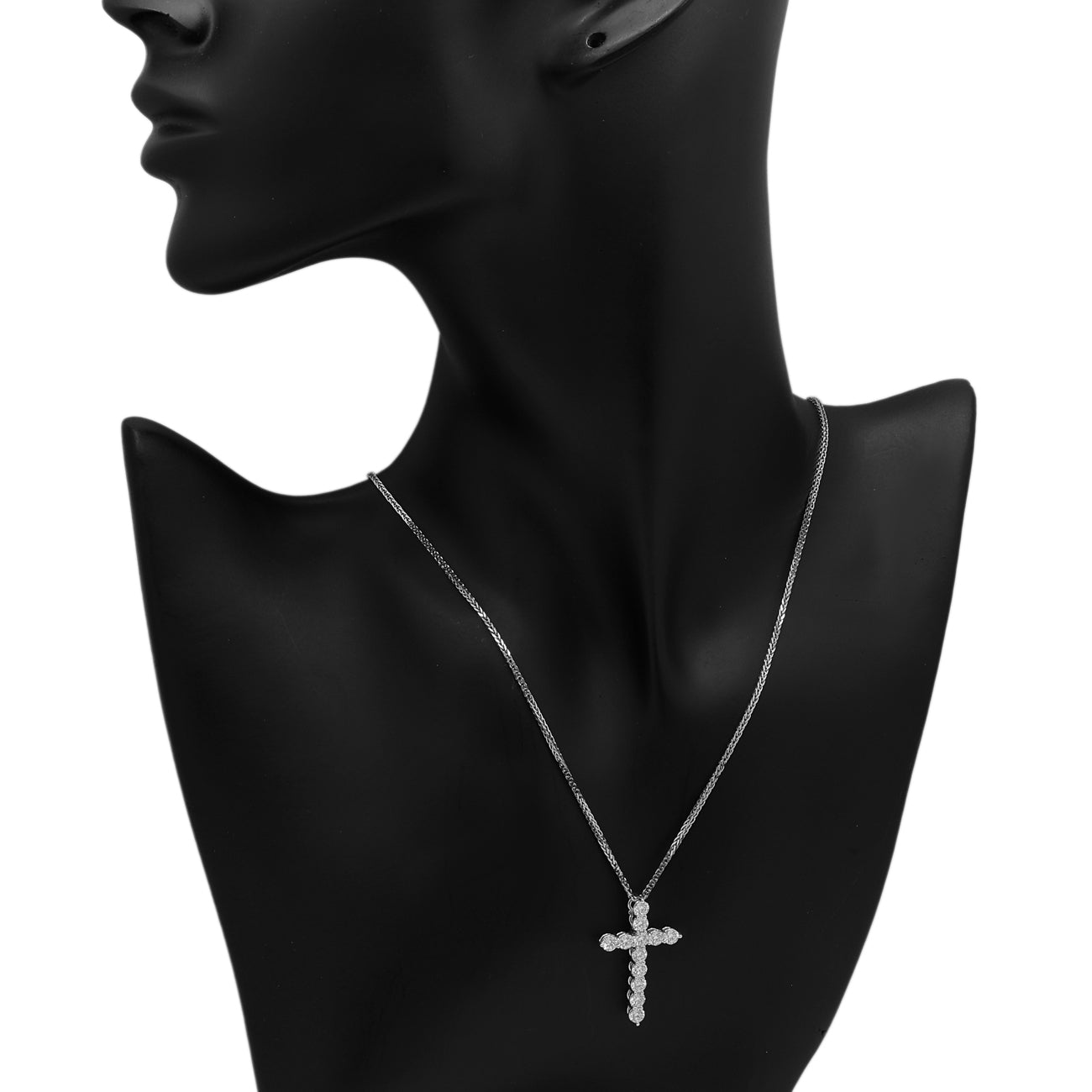 Exclusive 18K White Gold 1.80 Carat Diamond Cross Pendant — Back View