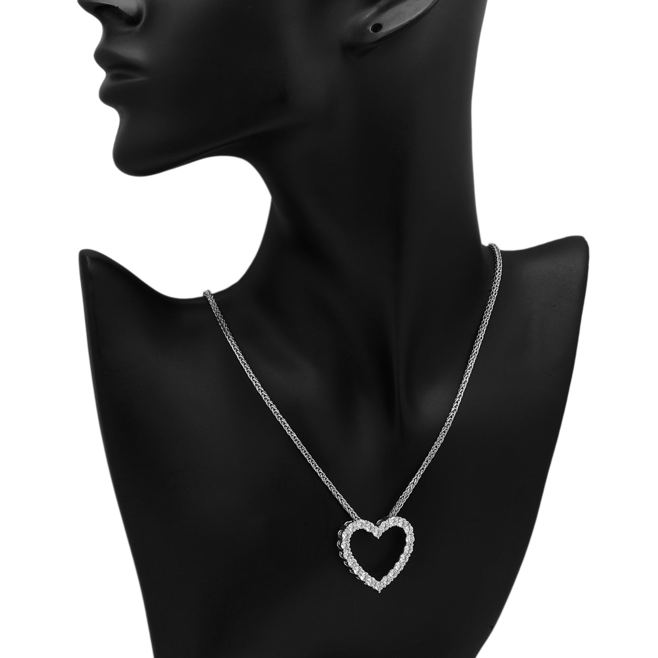 Exclusive 14K White Gold 3.36 Carat Diamond Heart Pendant — Back View