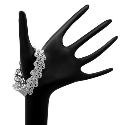Exclusive 18K White Gold 6.98 Carat Pear Cluster Diamond Bracelet — Back View