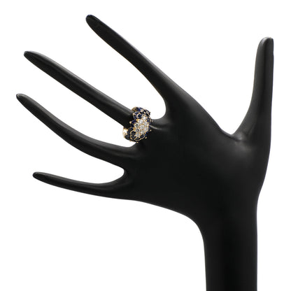 Exclusive 18K Yellow Gold 3.48 Carat Sapphire Diamond Bandeau Cluster Ring — 4.75 — Back View