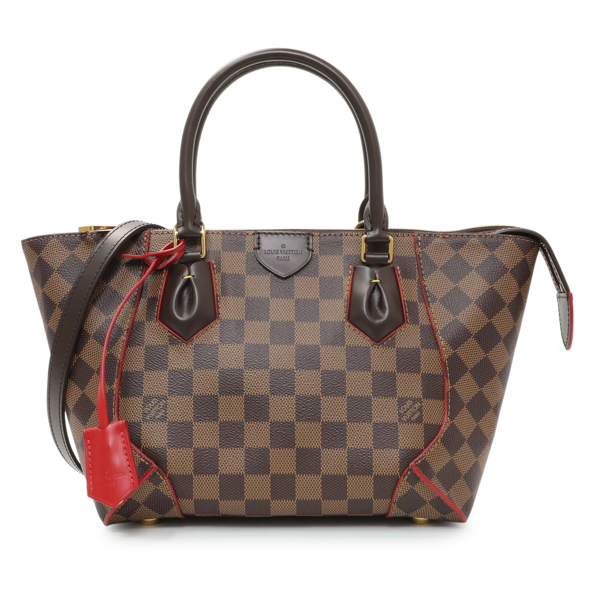 Exclusive Louis Vuitton Cherry Damier Ebene Caissa Tote PM — Front View