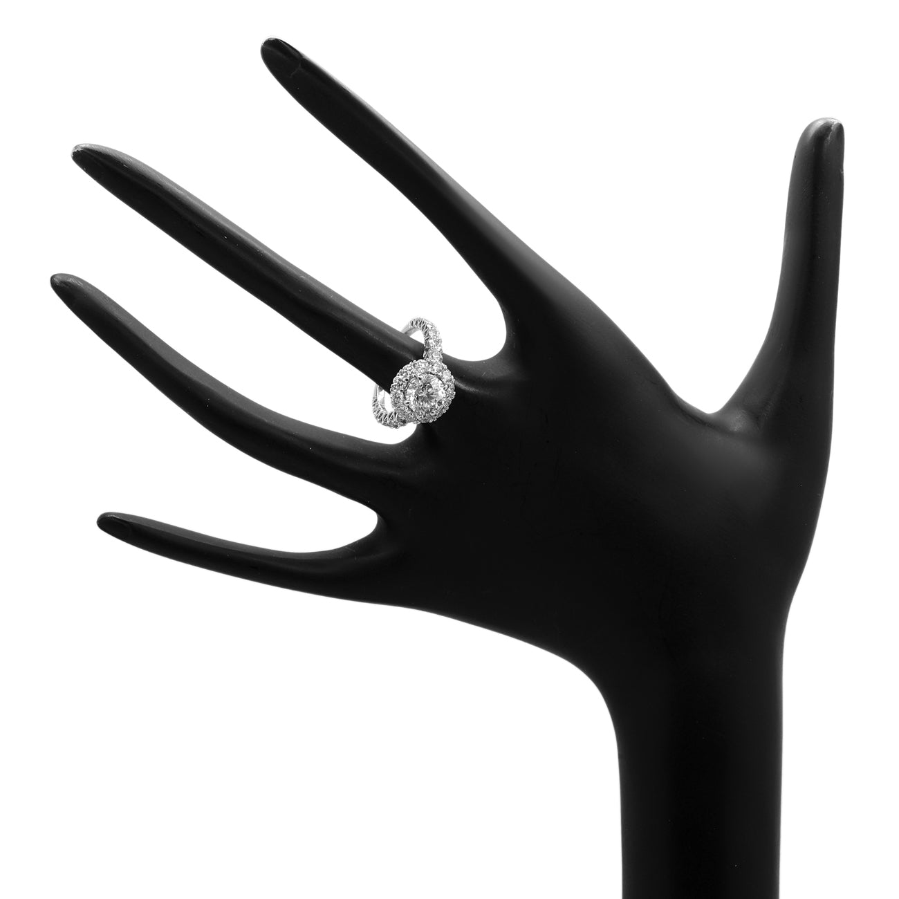 Exclusive 18K White Gold 1.78 Carat Halo Diamond Ring — 5.5 — Top View