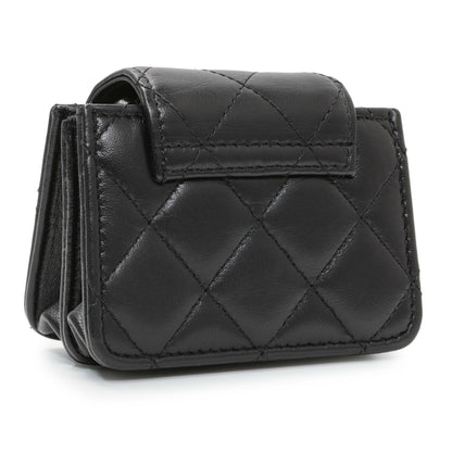 Exclusive Chanel Black Lambskin Quilted Mini Acccordion Clutch With Chain — Back View