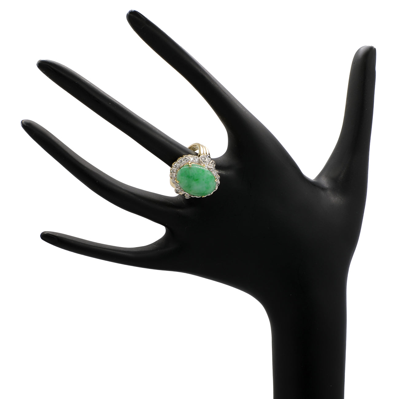 Exclusive 18K Yellow Gold Cabochon Jadeite Ring — 5.5 — Back View