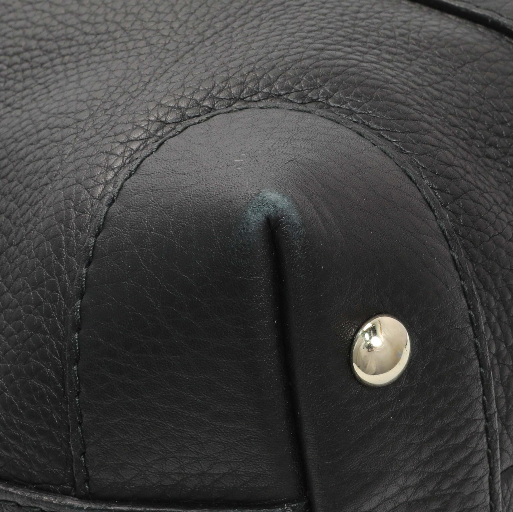 Exclusive Gucci Black Grained Calfskin Medium Web Hobo — Lifestyle View