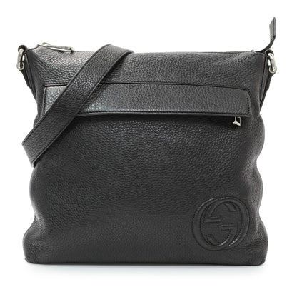 Exclusive Gucci Black Pebbled Calfskin Medium Soho Messenger Bag — Front View