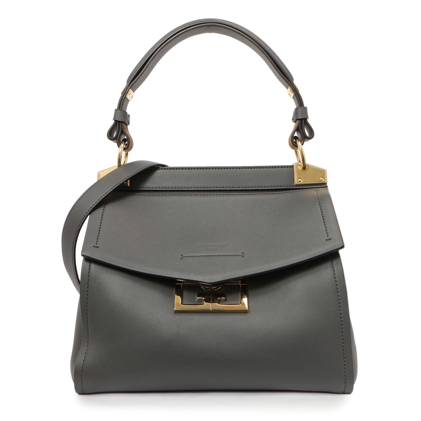 Exclusive Givenchy Storm Grey Calfskin Small Mystic Shoulder Bag — Front View