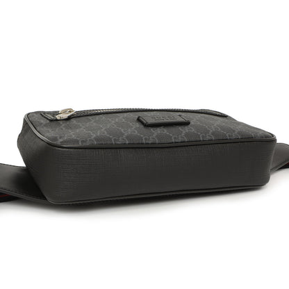 Exclusive Gucci Black Soft GG Supreme Monogram Web Belt Bag — Back View