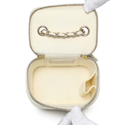 Exclusive Chanel White Caviar Mini Vanity Case With Chain — Alternate View 8