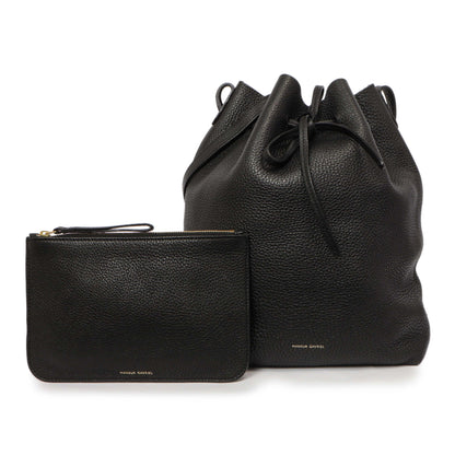 Exclusive Mansur Gavriel Black Tumbled Calfskin Bucket Bag — Front View