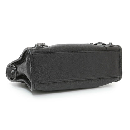 Exclusive Balenciaga Black Chevre Metallic Edge Mini City — Back View