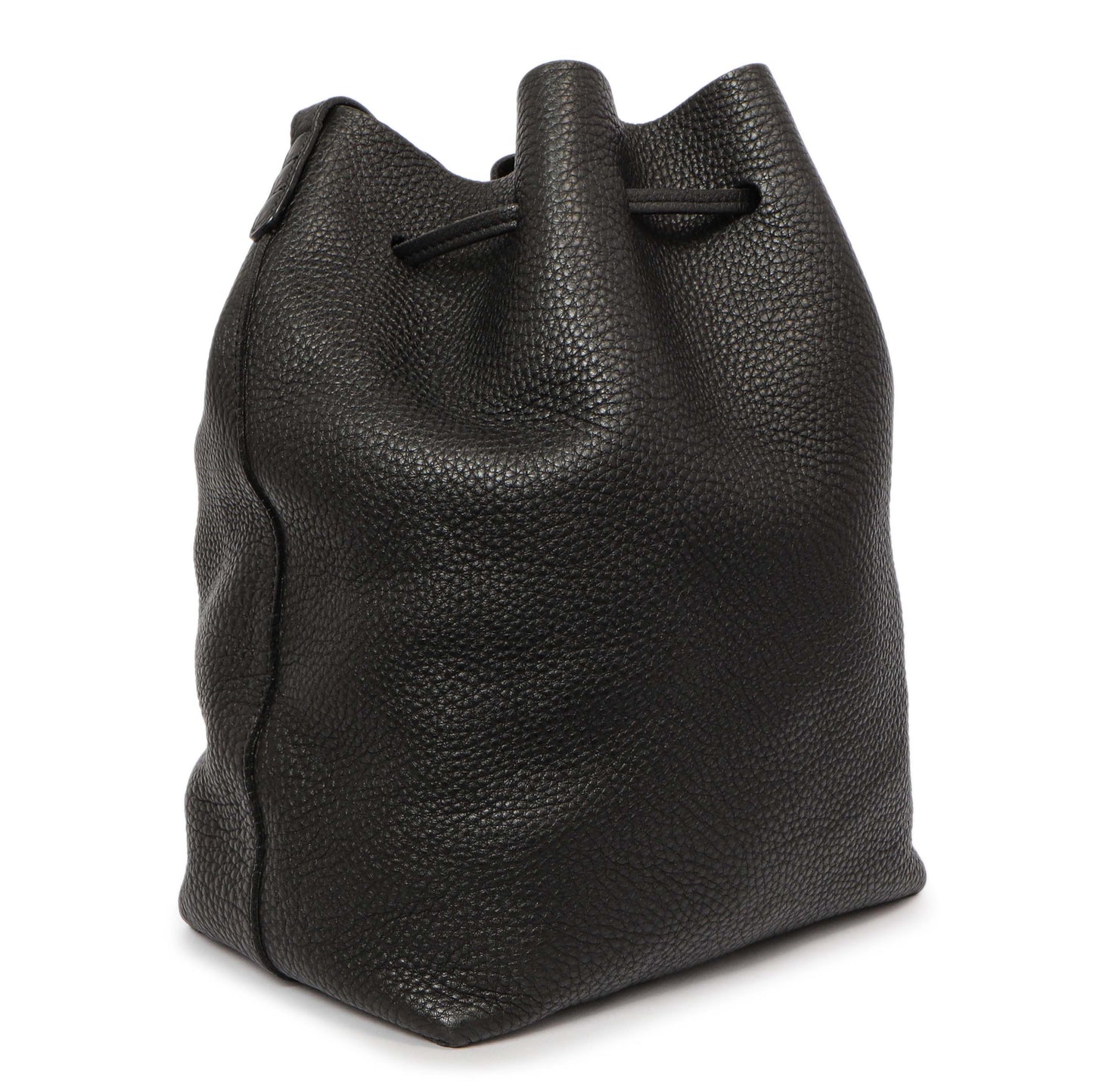 Exclusive Mansur Gavriel Black Tumbled Calfskin Bucket Bag — Side View