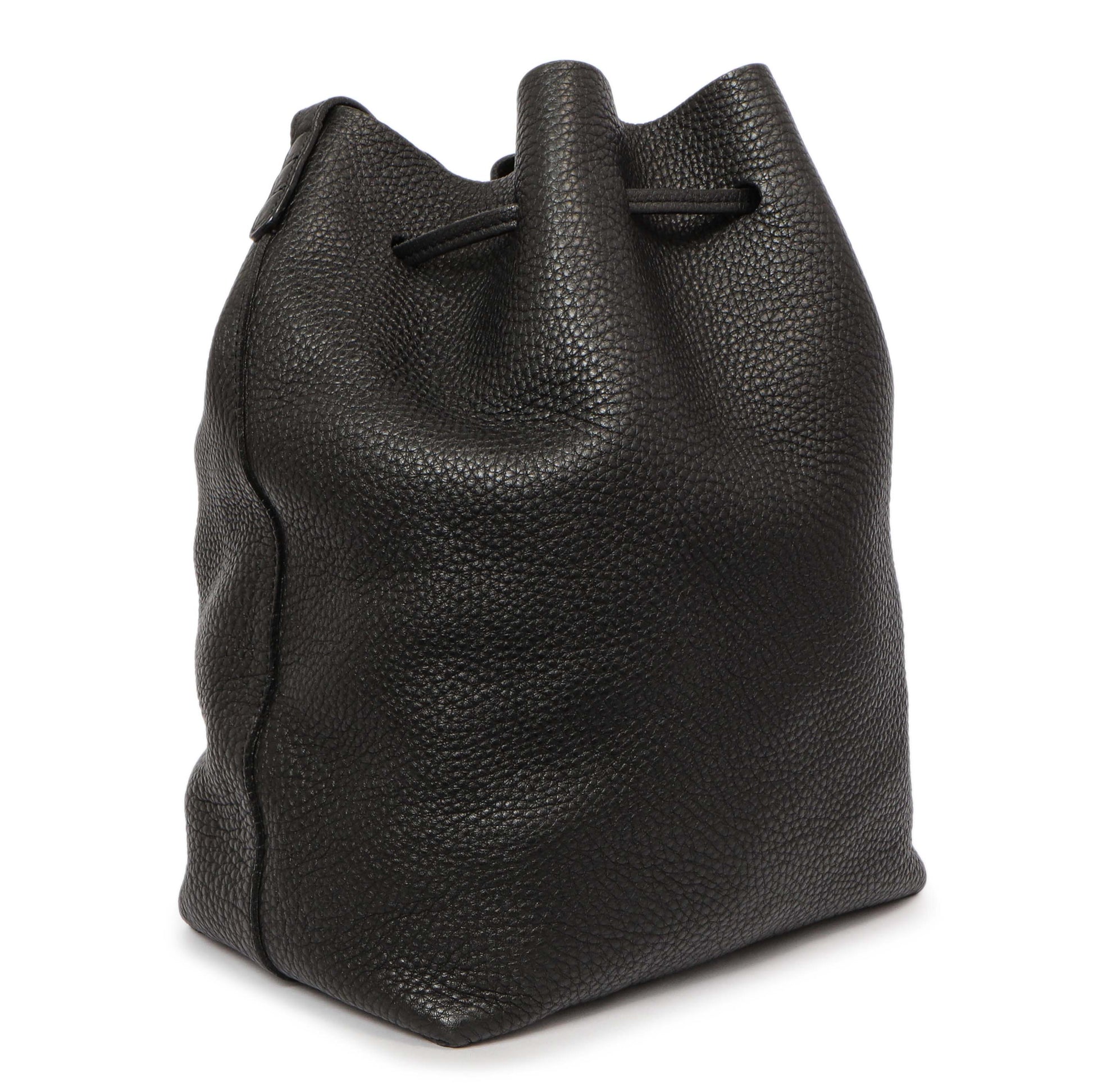 Exclusive Mansur Gavriel Black Tumbled Calfskin Bucket Bag — Side View