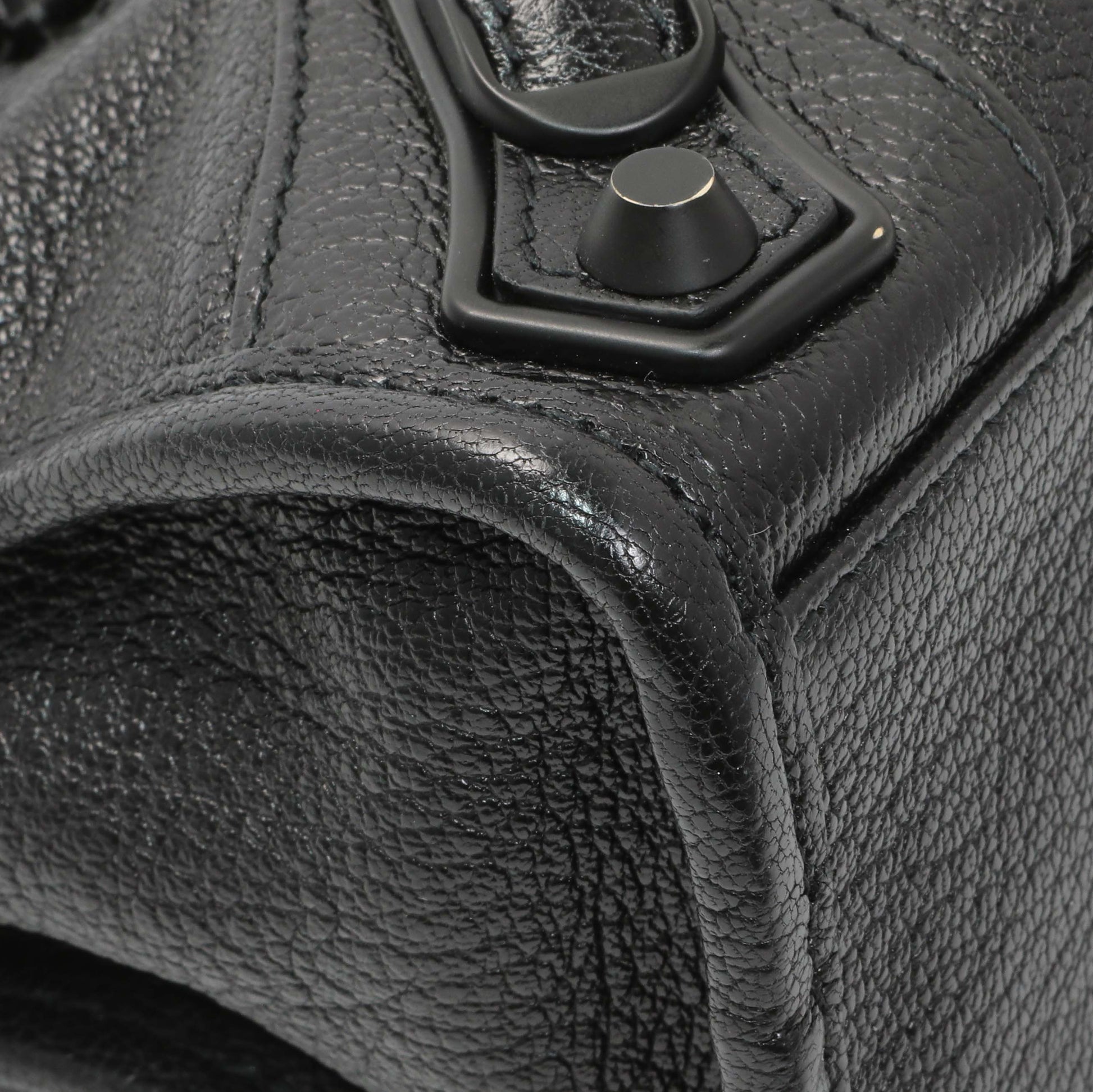 Exclusive Balenciaga Black Chevre Metallic Edge Mini City — Top View