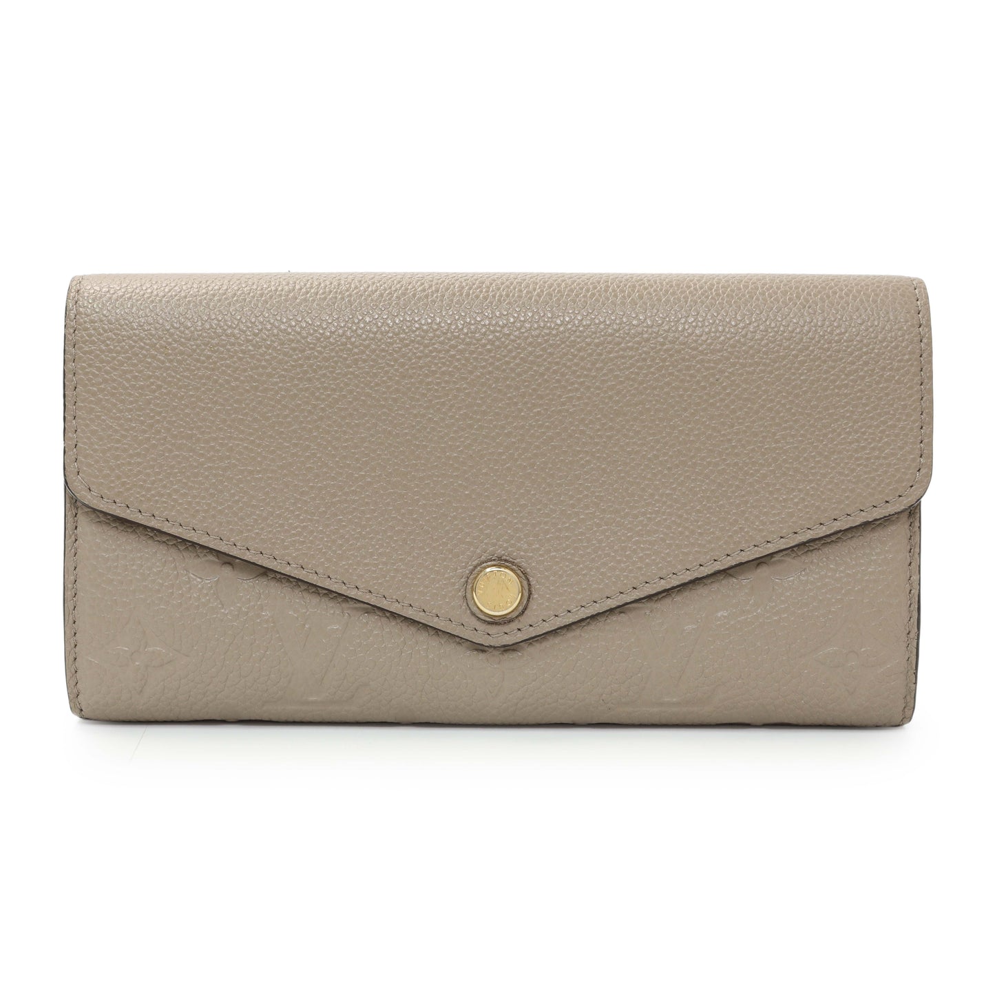 Exclusive Louis Vuitton Tourterelle Empreinte Sarah Wallet — Front View