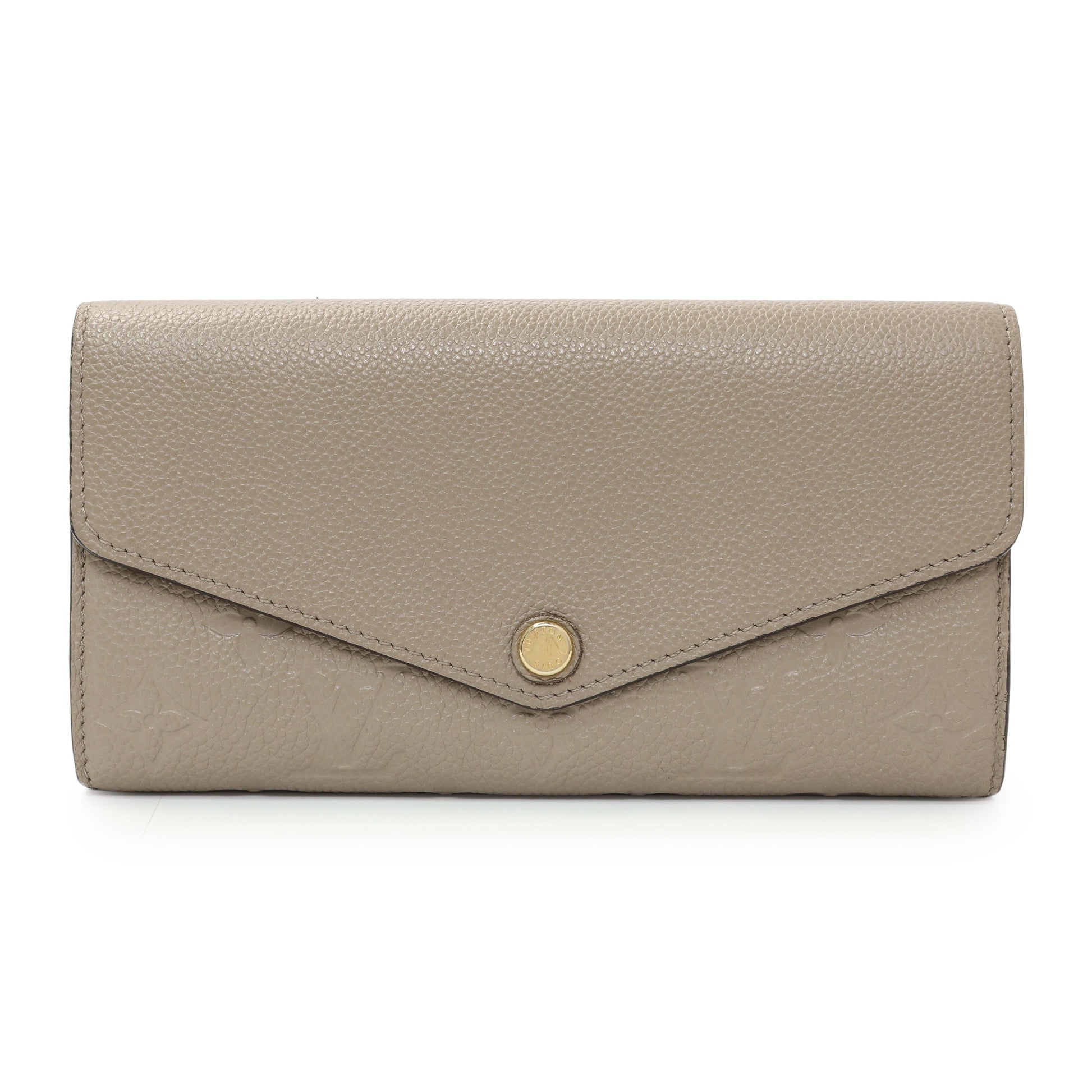 Exclusive Louis Vuitton Tourterelle Empreinte Sarah Wallet — Front View