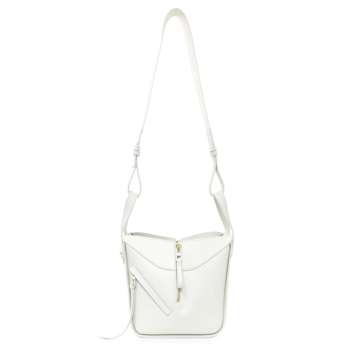 Exclusive Loewe White Calfskin Compact Hammock Shoulder Bag — Front View