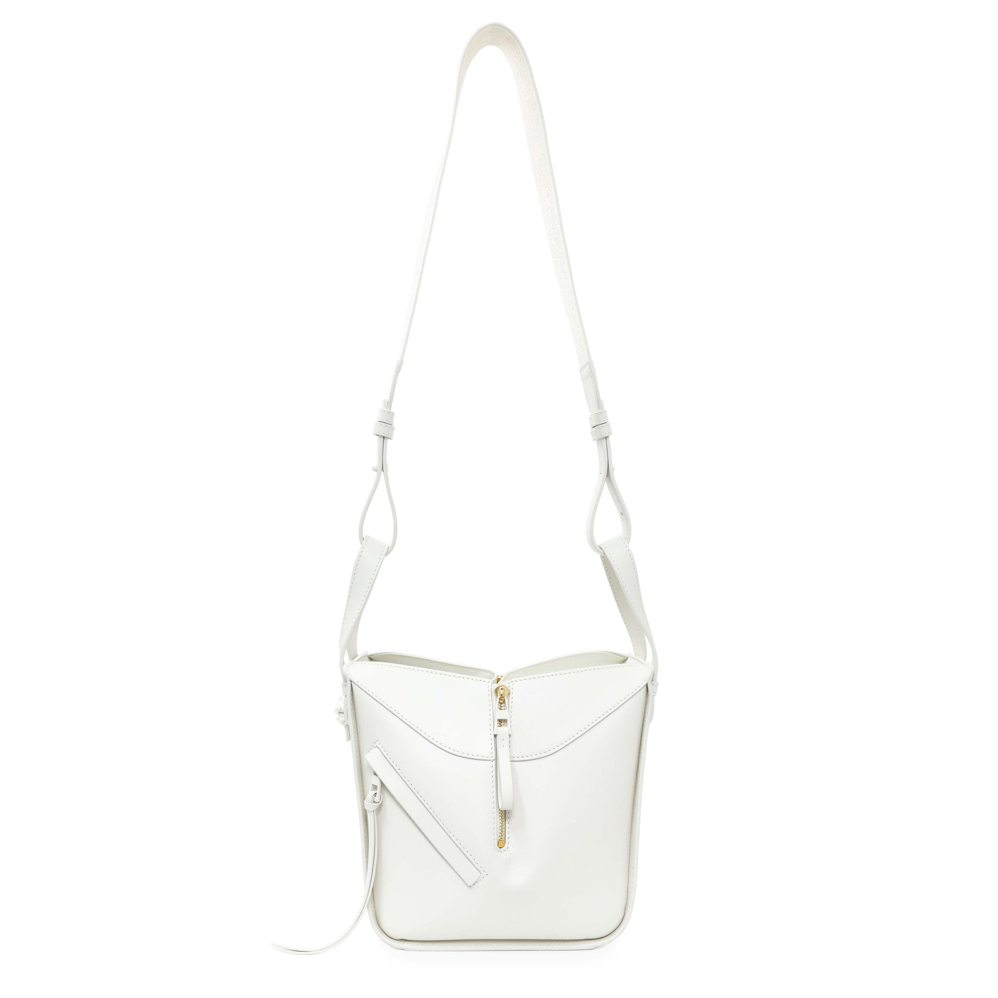 Exclusive Loewe White Calfskin Compact Hammock Shoulder Bag — Front View