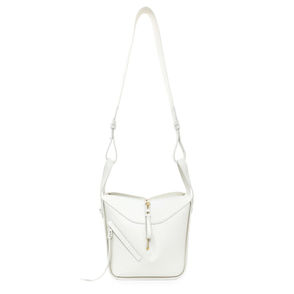 Exclusive Loewe White Calfskin Compact Hammock Shoulder Bag — Front View