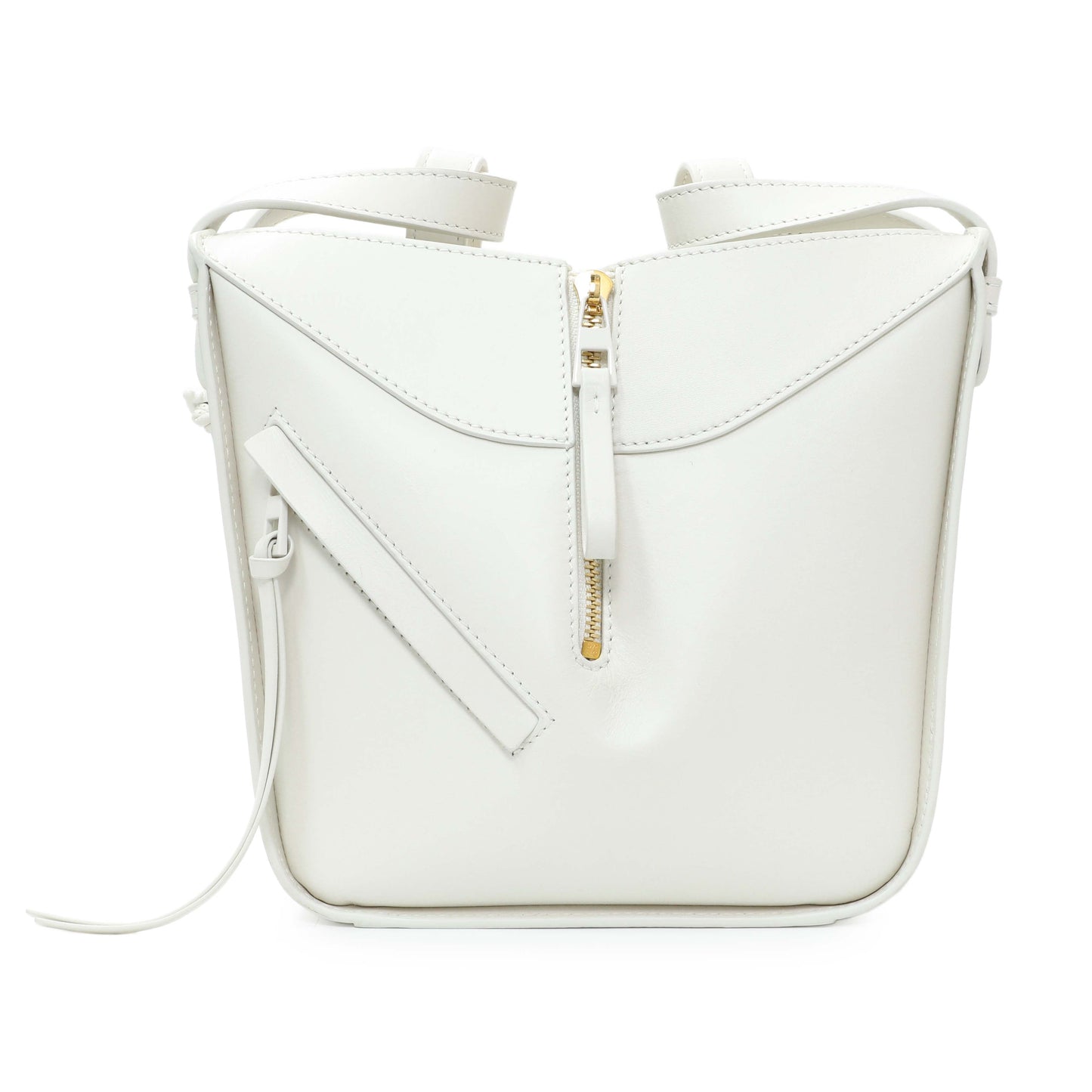 Exclusive Loewe White Calfskin Compact Hammock Shoulder Bag — Side View