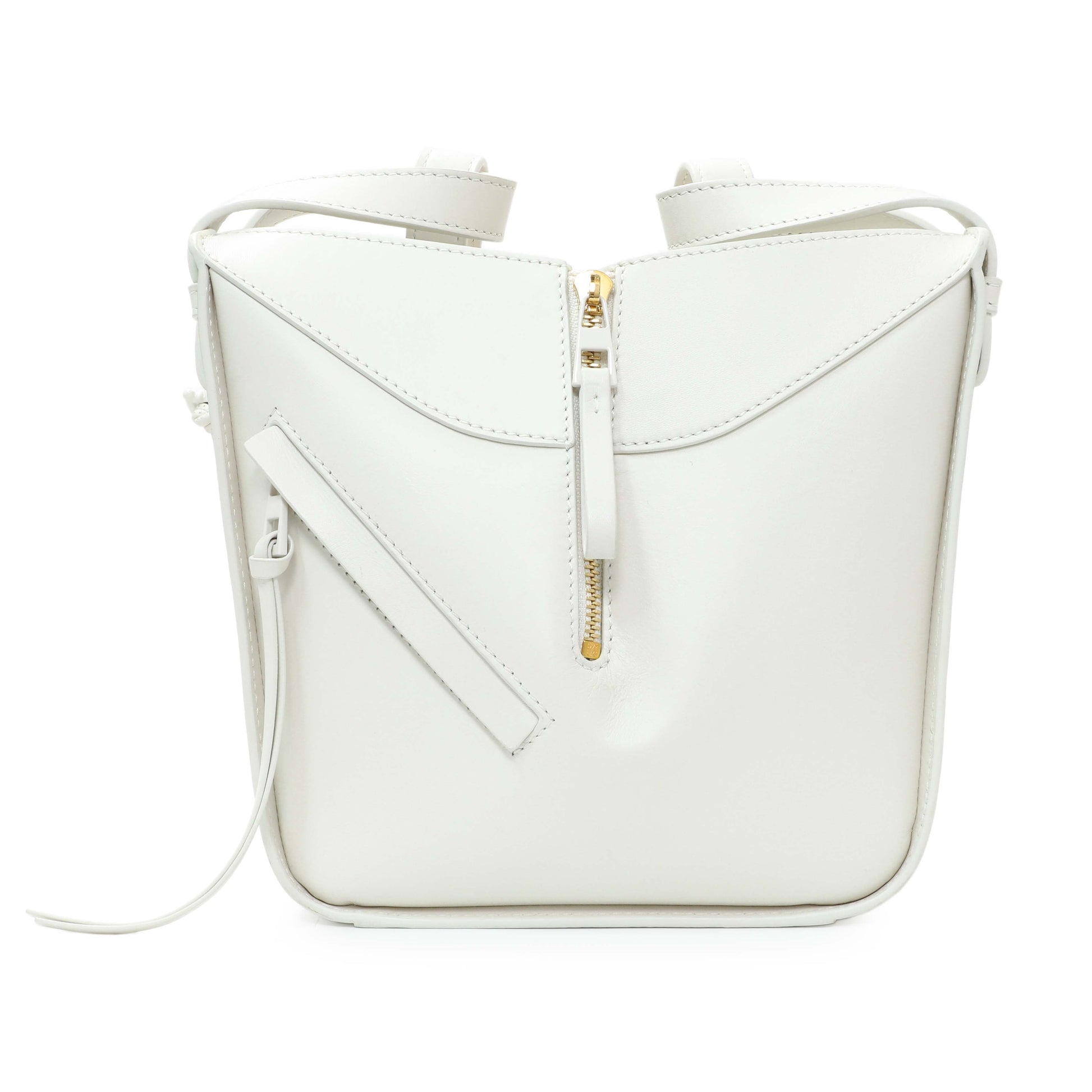 Exclusive Loewe White Calfskin Compact Hammock Shoulder Bag — Side View