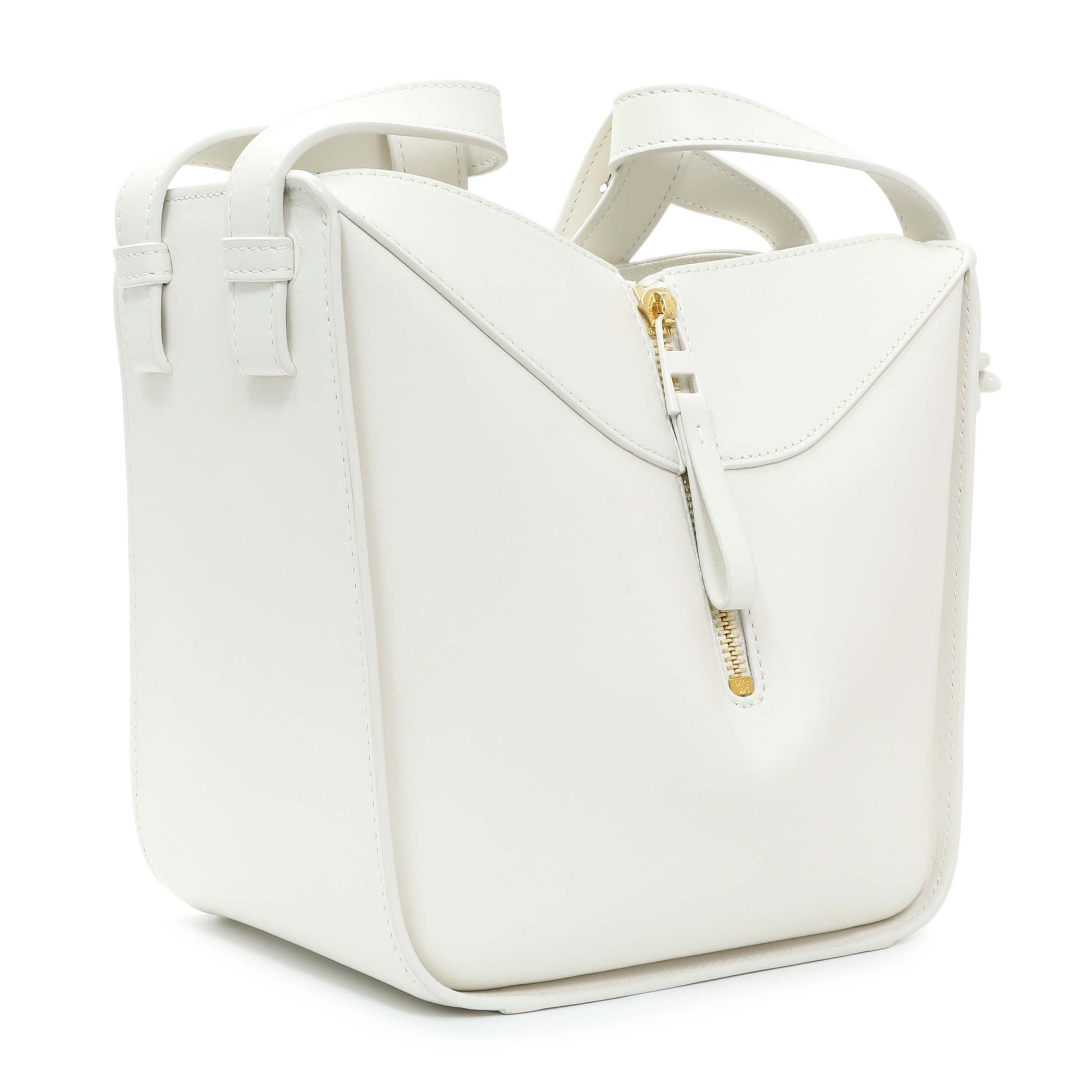 Exclusive Loewe White Calfskin Compact Hammock Shoulder Bag — Back View