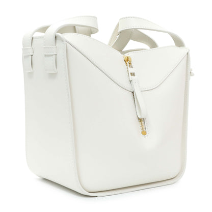 Exclusive Loewe White Calfskin Compact Hammock Shoulder Bag — Back View