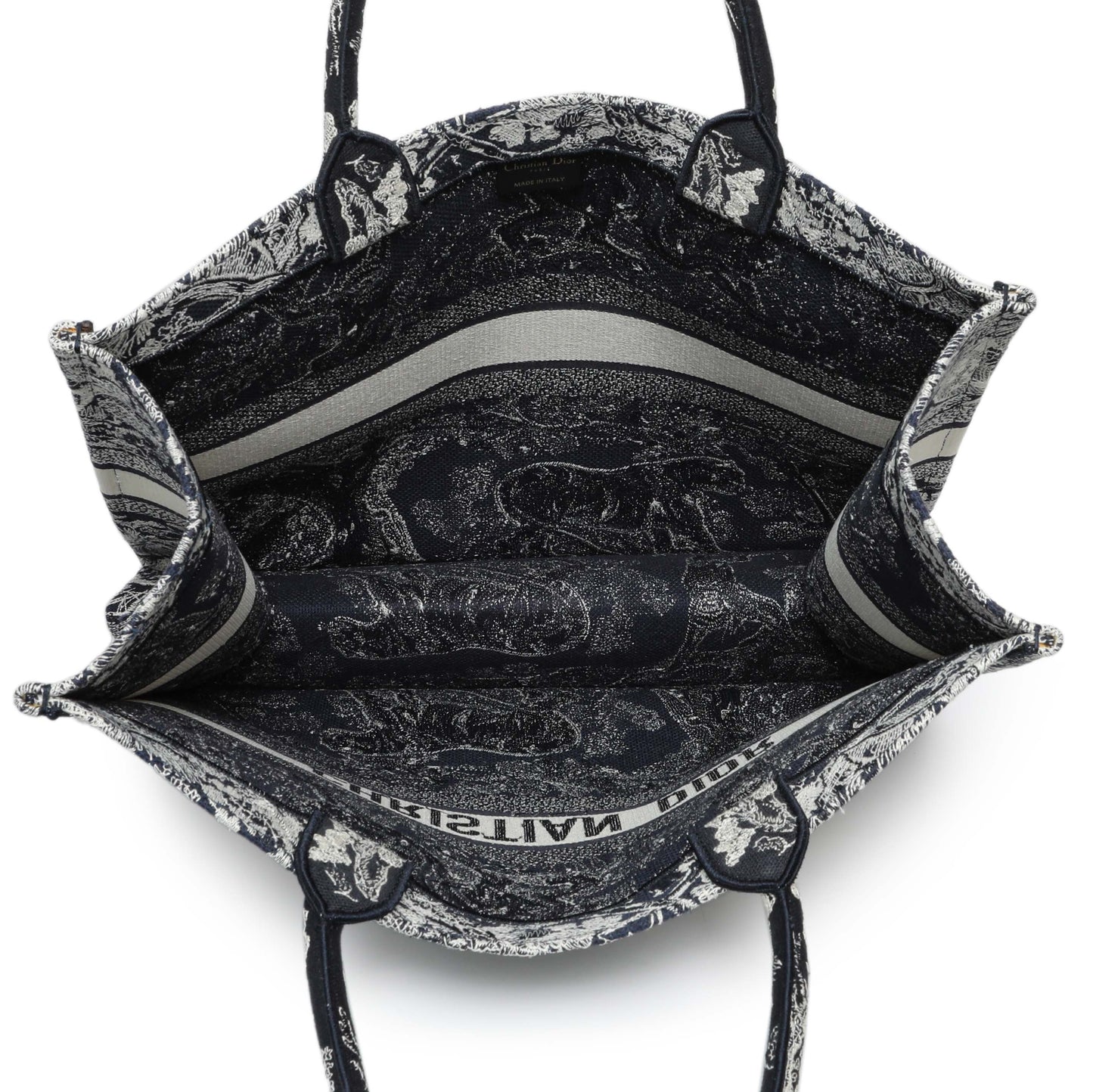 Exclusive Christian Dior Canvas Embroidered Dioriviera Reverse Striped Toile De Jouy Large Book Tote — Alternate View 8