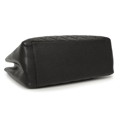 Exclusive Chanel Black Quilted Caviar Grand Shopping Tote GST — Back View