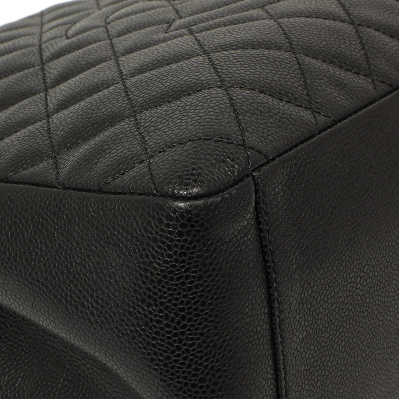 Exclusive Chanel Black Quilted Caviar Grand Shopping Tote GST — Top View