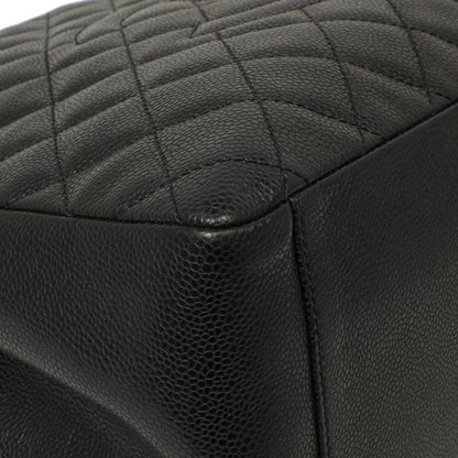 Exclusive Chanel Black Quilted Caviar Grand Shopping Tote GST — Top View