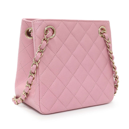 Exclusive Chanel Pink Caviar Mini Bucket Bag — Side View