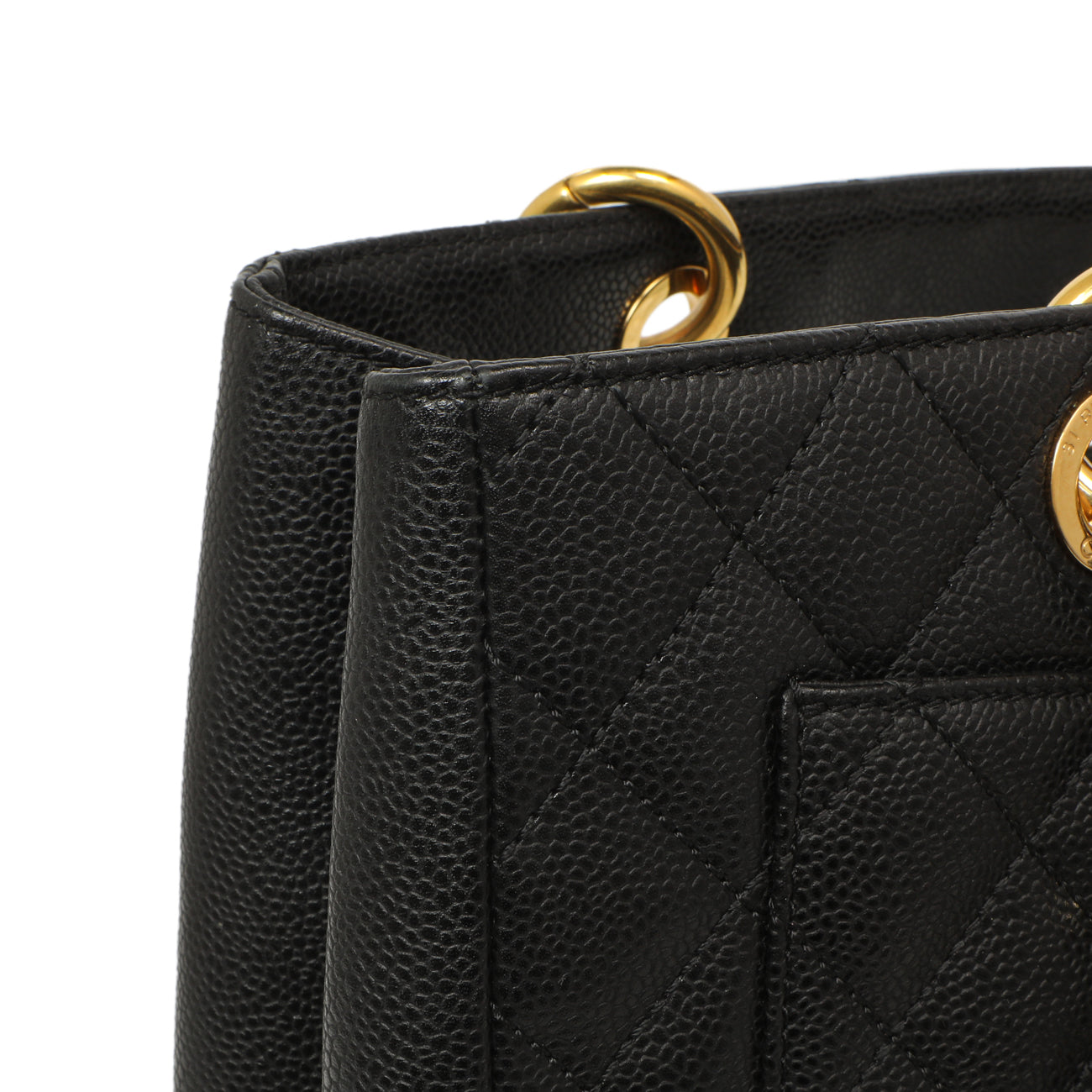 Exclusive Chanel Black Quilted Caviar Grand Shopping Tote GST — Alternate View 13