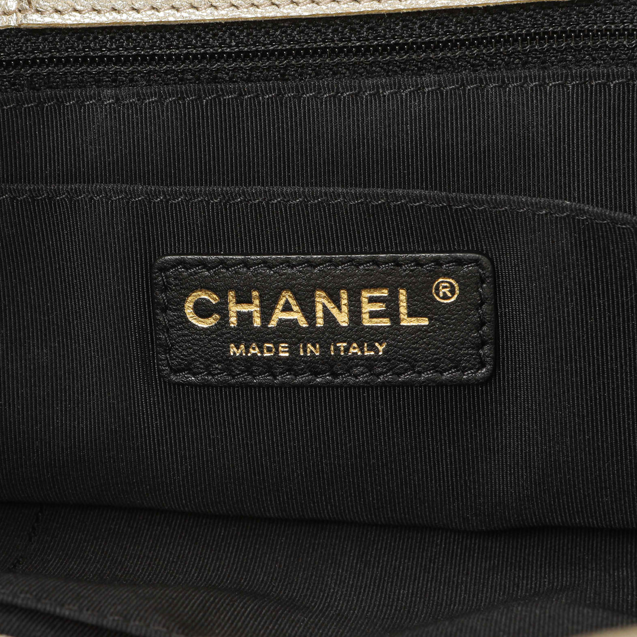 Exclusive Chanel Metallic Gold Black Goatskin Boy Shopping Tote — Alternate View 9