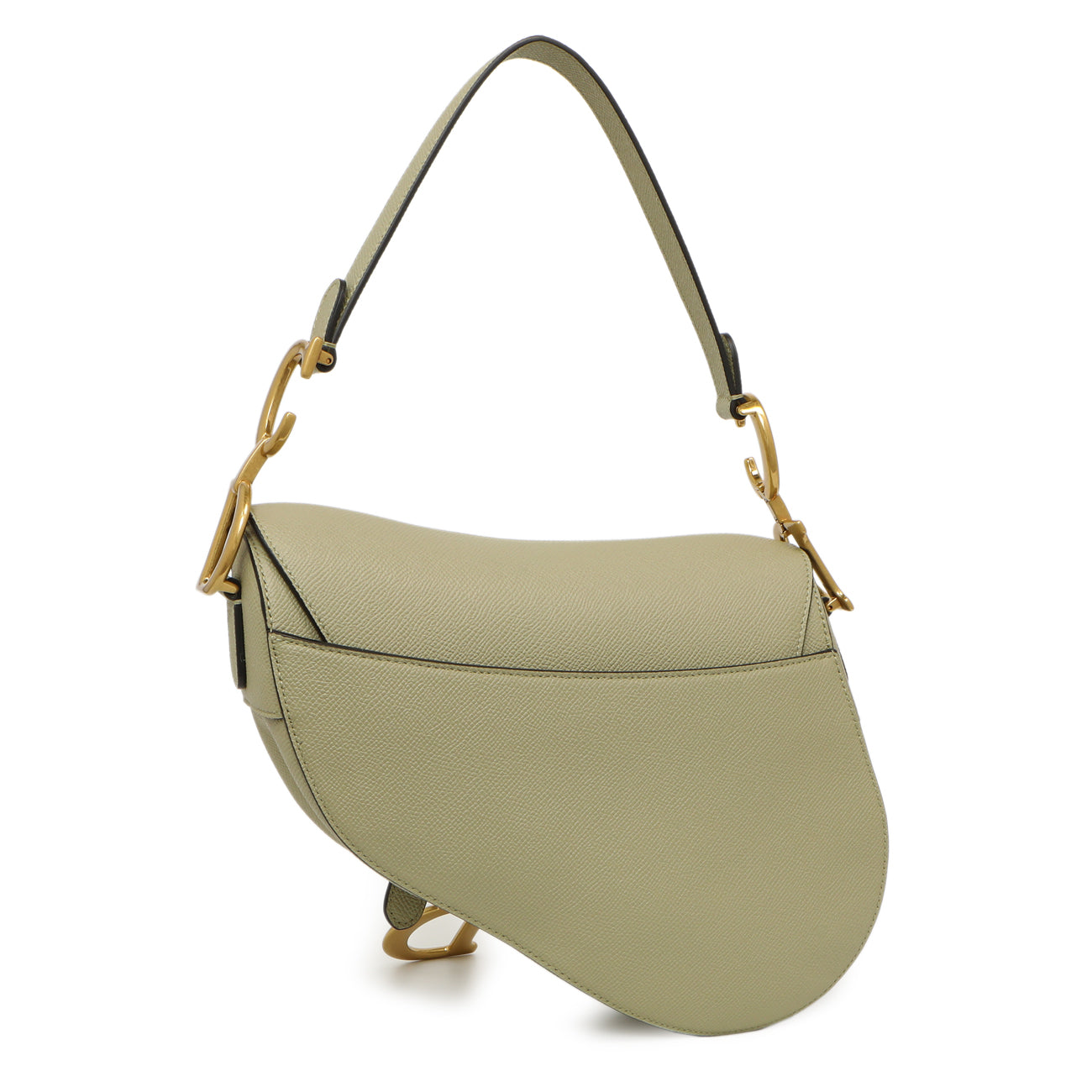 Exclusive Christian Dior Ethereal Green Grained Calfskin Saddle Bag — Side View