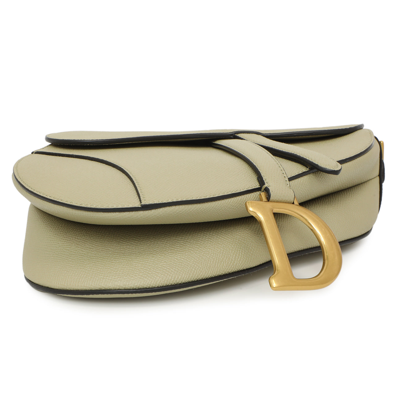 Exclusive Christian Dior Ethereal Green Grained Calfskin Saddle Bag — Back View