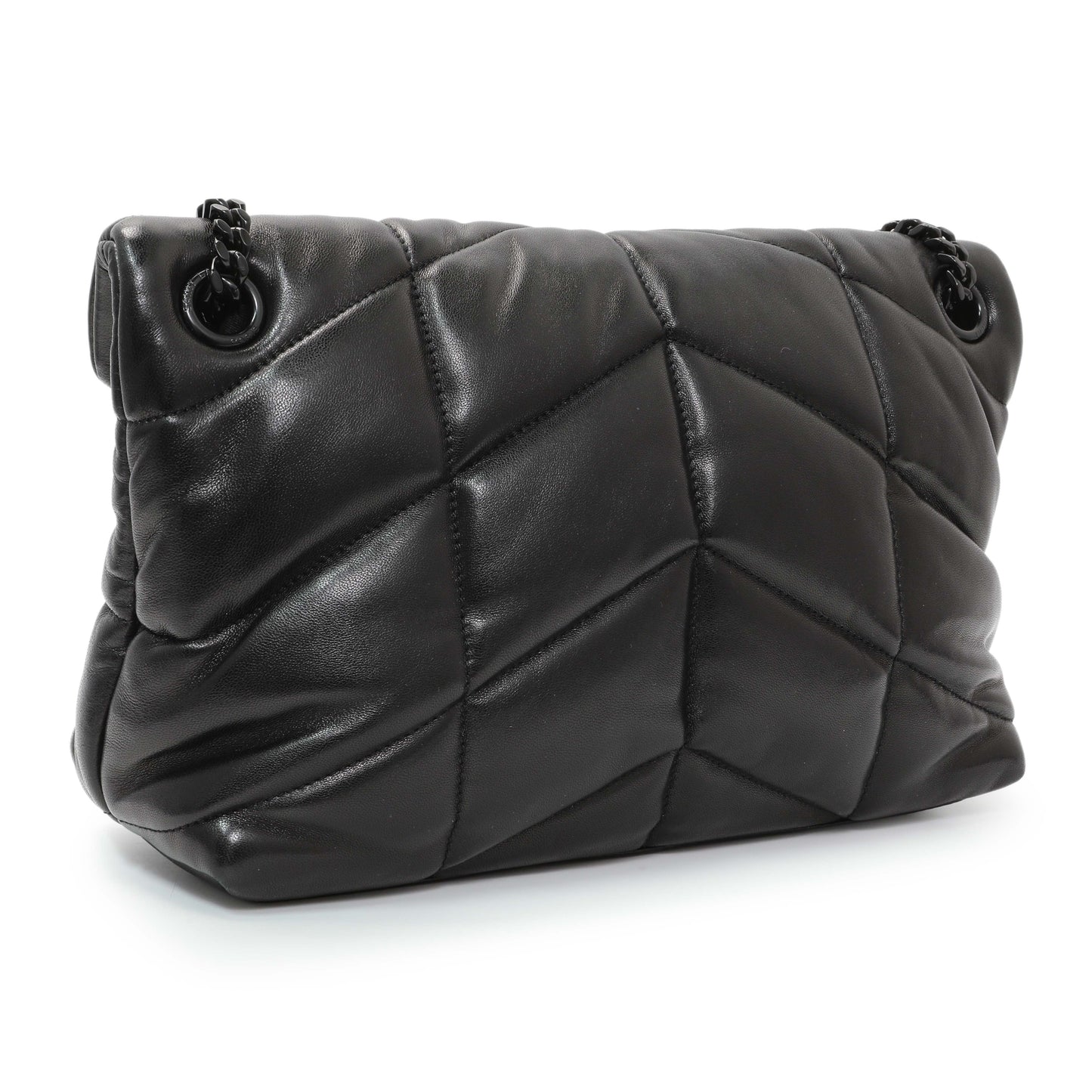 Exclusive Saint Laurent  Black Lambskin Small Loulou Puffer — Side View
