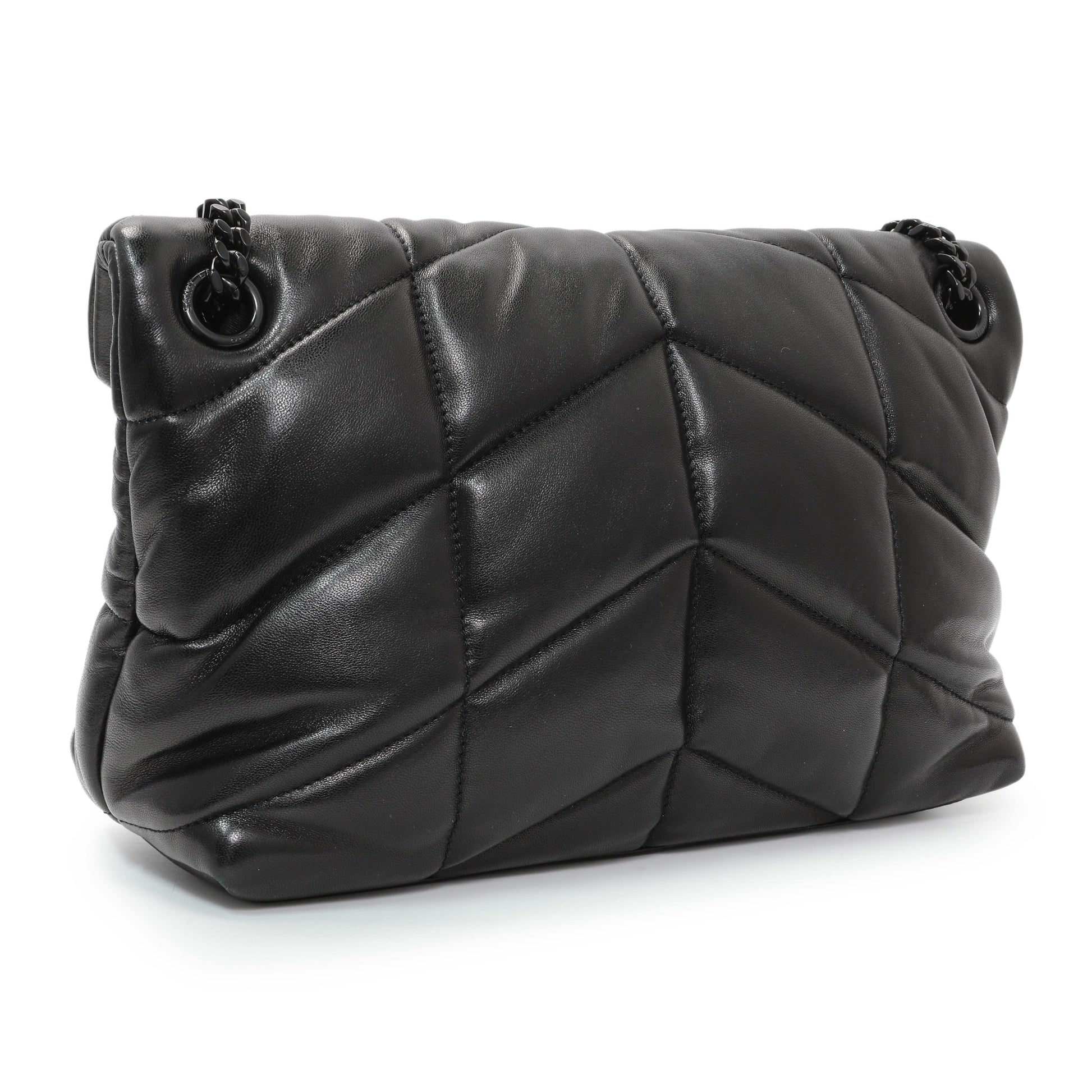 Exclusive Saint Laurent  Black Lambskin Small Loulou Puffer — Side View